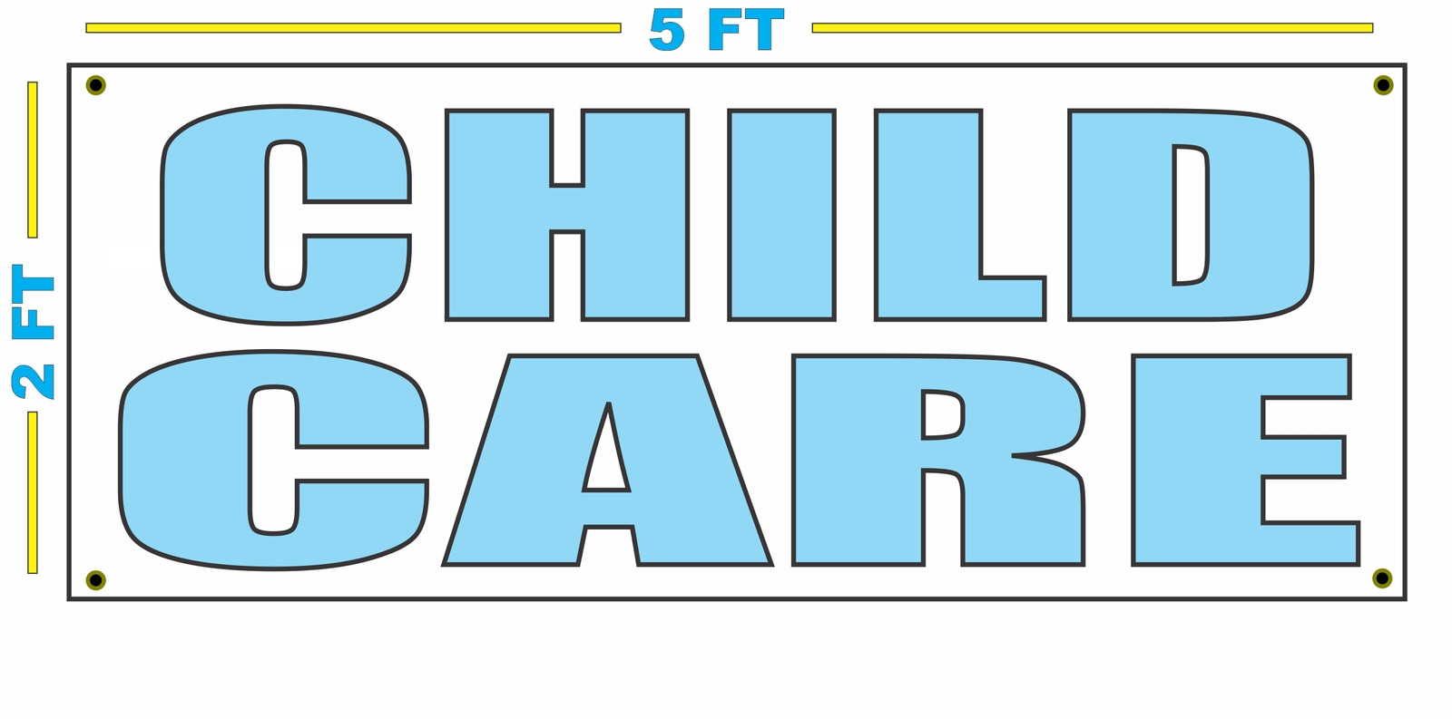 CHILDCARE in LITE PASTEL BLUE Banner Sign NEW Size CHILD CARE