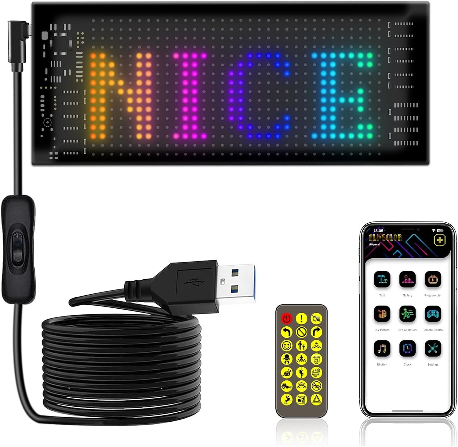 Lightweight 7”x3” Programmable LED Sign – Vibrant Advertising for All Scenes