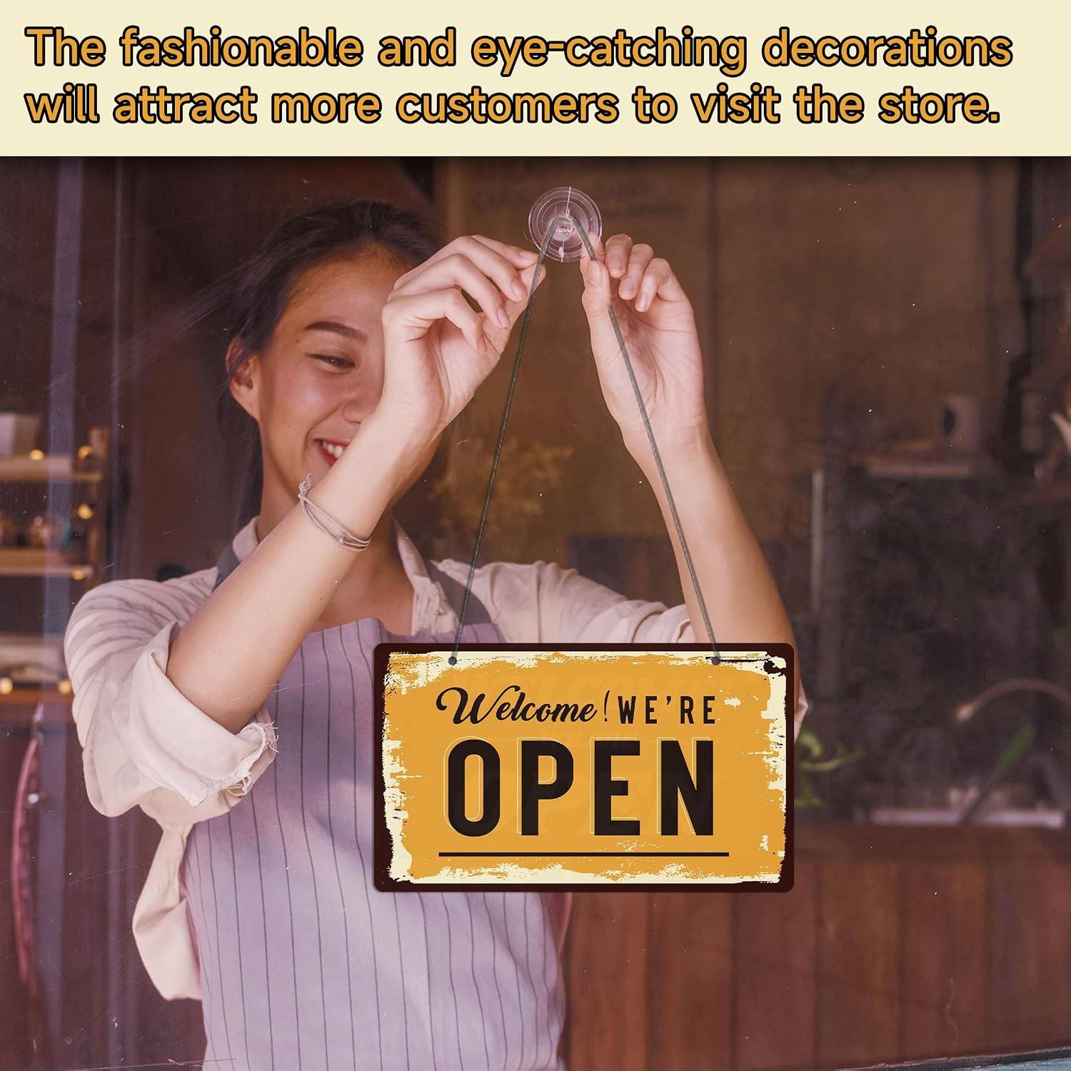 Open Closed Signs for Business, 10X5.9 Waterproof Double Sided PVC Come in or Cl