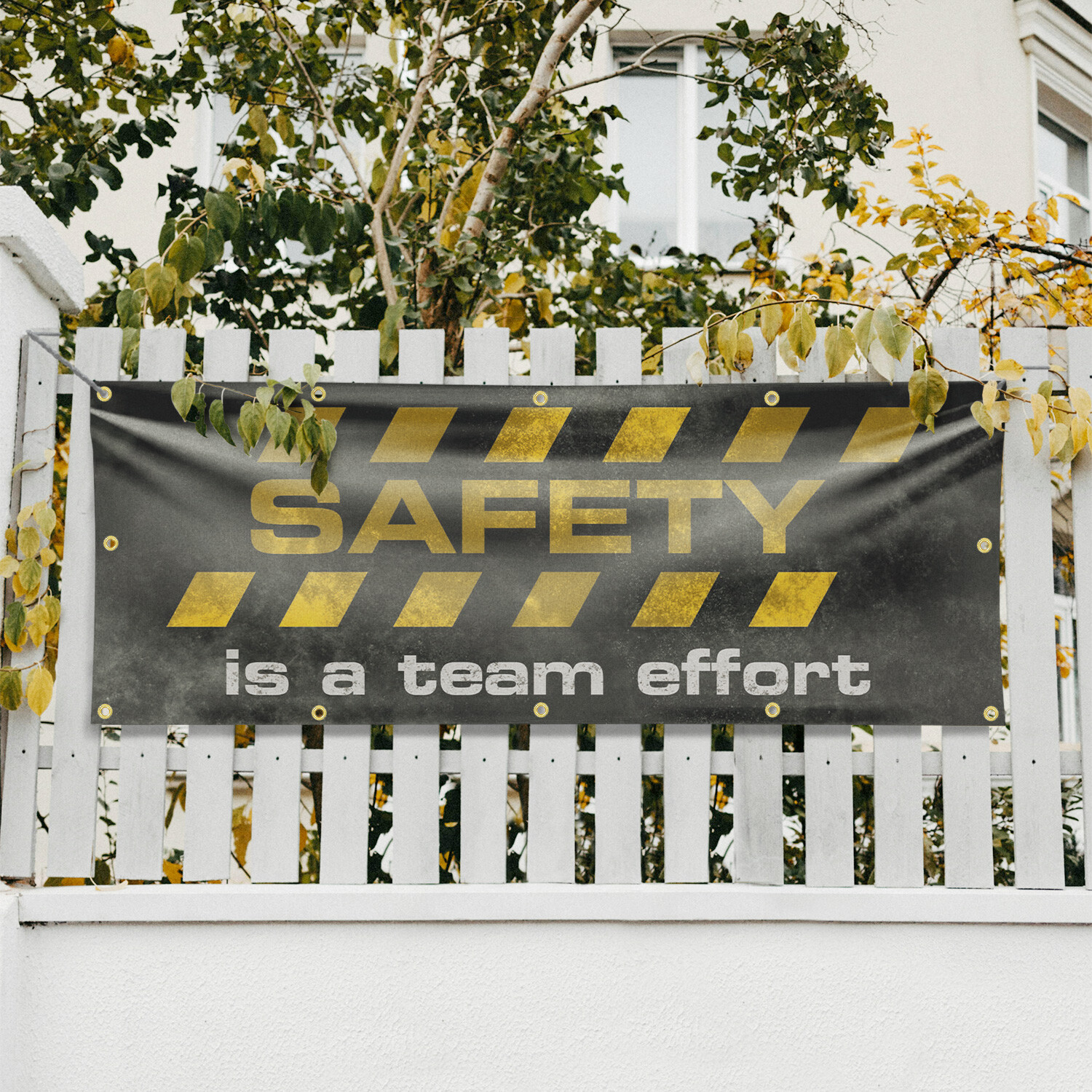 Safety Is A Team Effort Vinyl Banner Sign with Metal Grommets Heavy-Duty