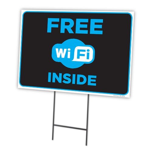 Free WiFi Inside | Sidewalk Yard Sign w/ Metal Stakes | 24″W x 18″H