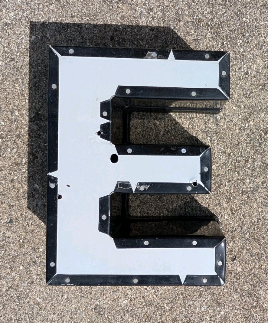 BLACK LED Reclaimed Marquee Sign Letter ” E ” Outdoor Indoor