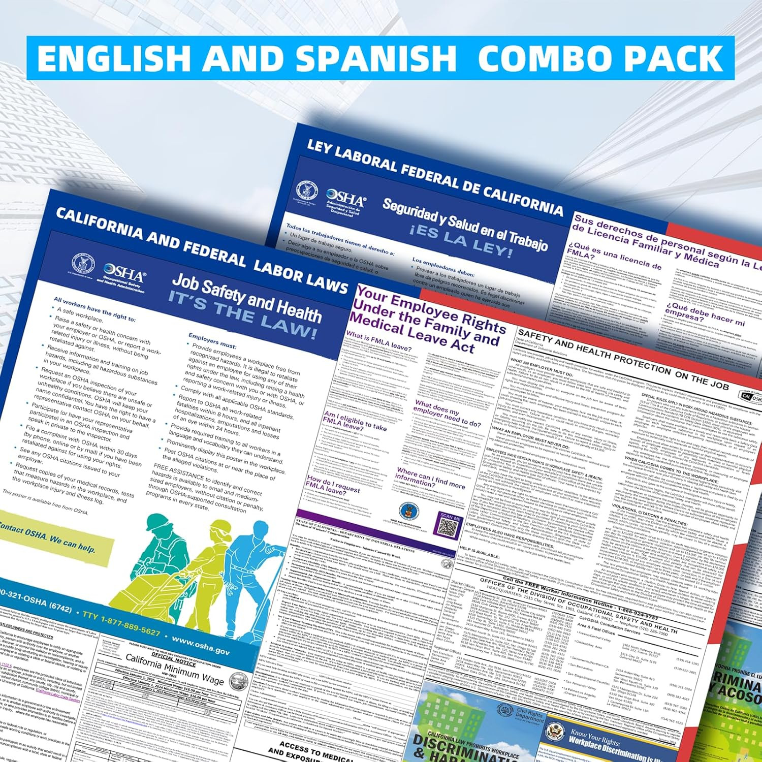 2026 California State and Federal Labor Laws Poster – English & Spanish Combo…