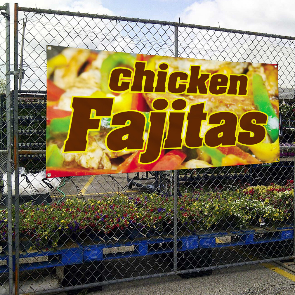 Vinyl Banner Multiple Sizes Chicken Fajitas Restaurant Cafe Bar B Outdoor