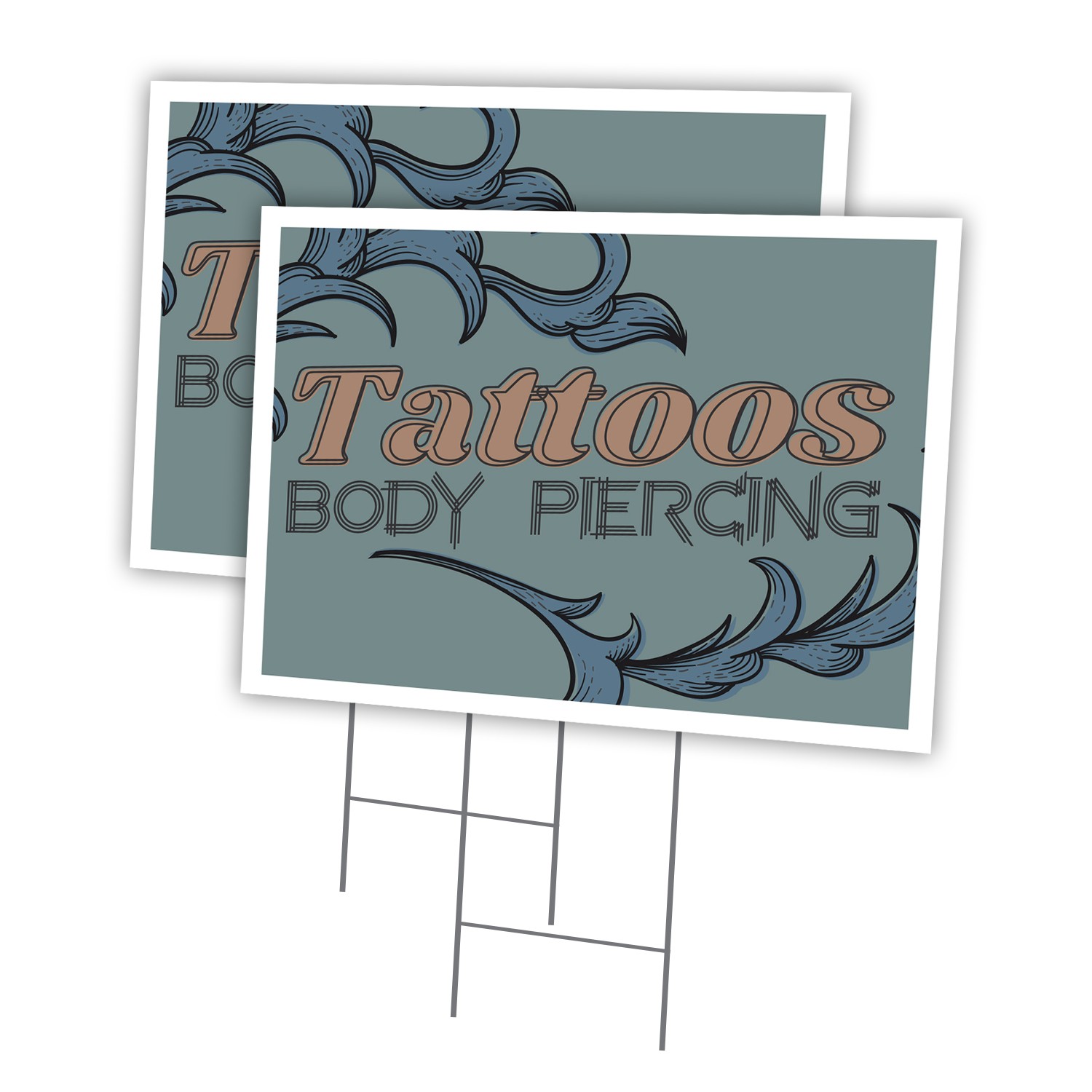Tattoos Piercing Multi-Pack of Yard Signs & Stake Plastic Coroplast Shop Parlor