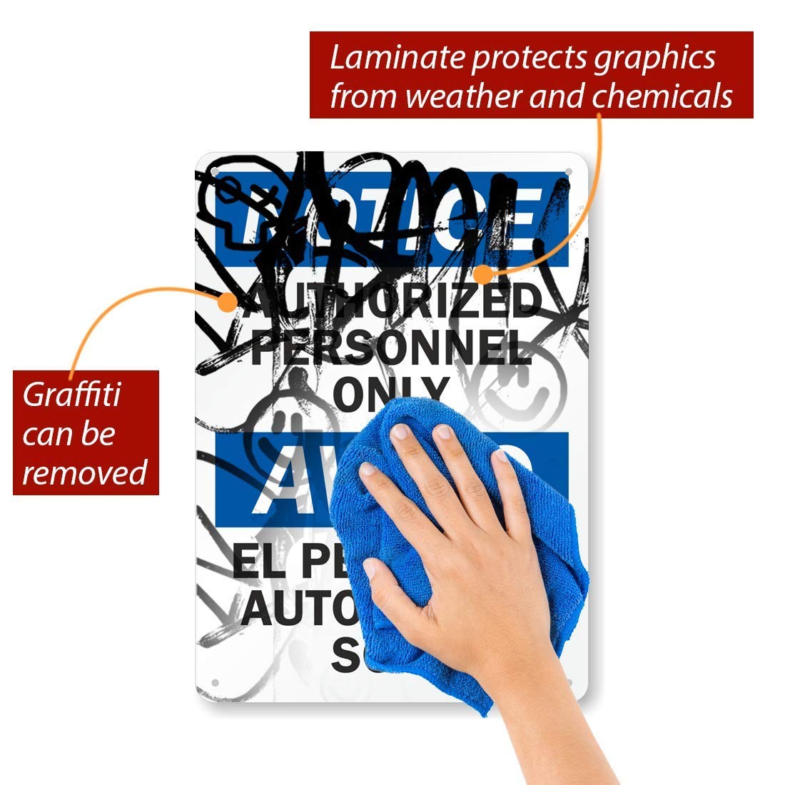“Notice – Authorized Personnel Only” Bilingual Sign | 10″ x 14″ Aluminum
