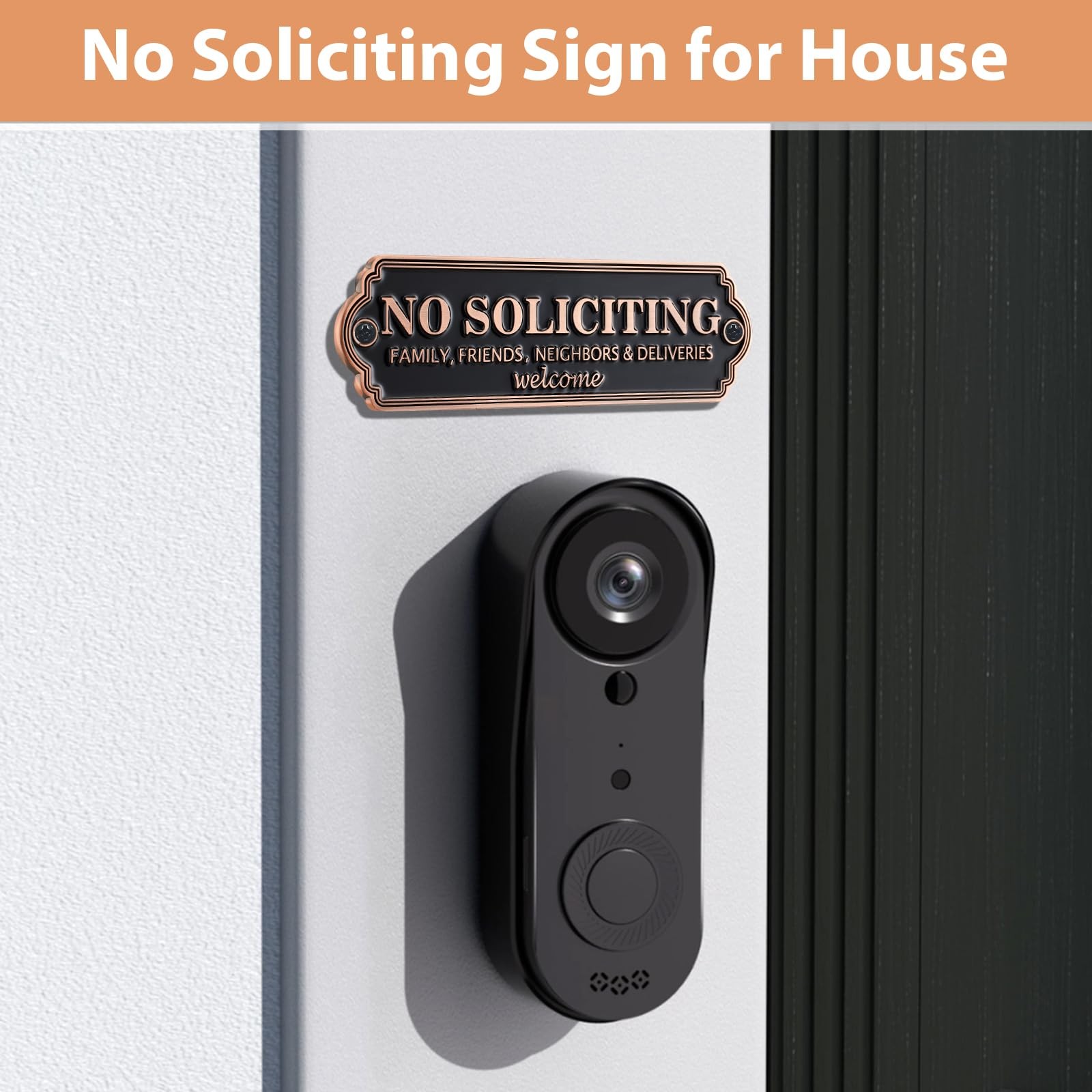 Brass No Soliciting Door Sign Metal Wall Plaque for House Business Porch