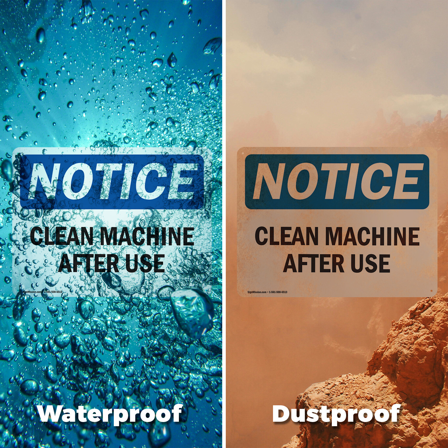 (2 Pack) Clean Machine After Use OSHA Notice Sign Decal Metal Plastic