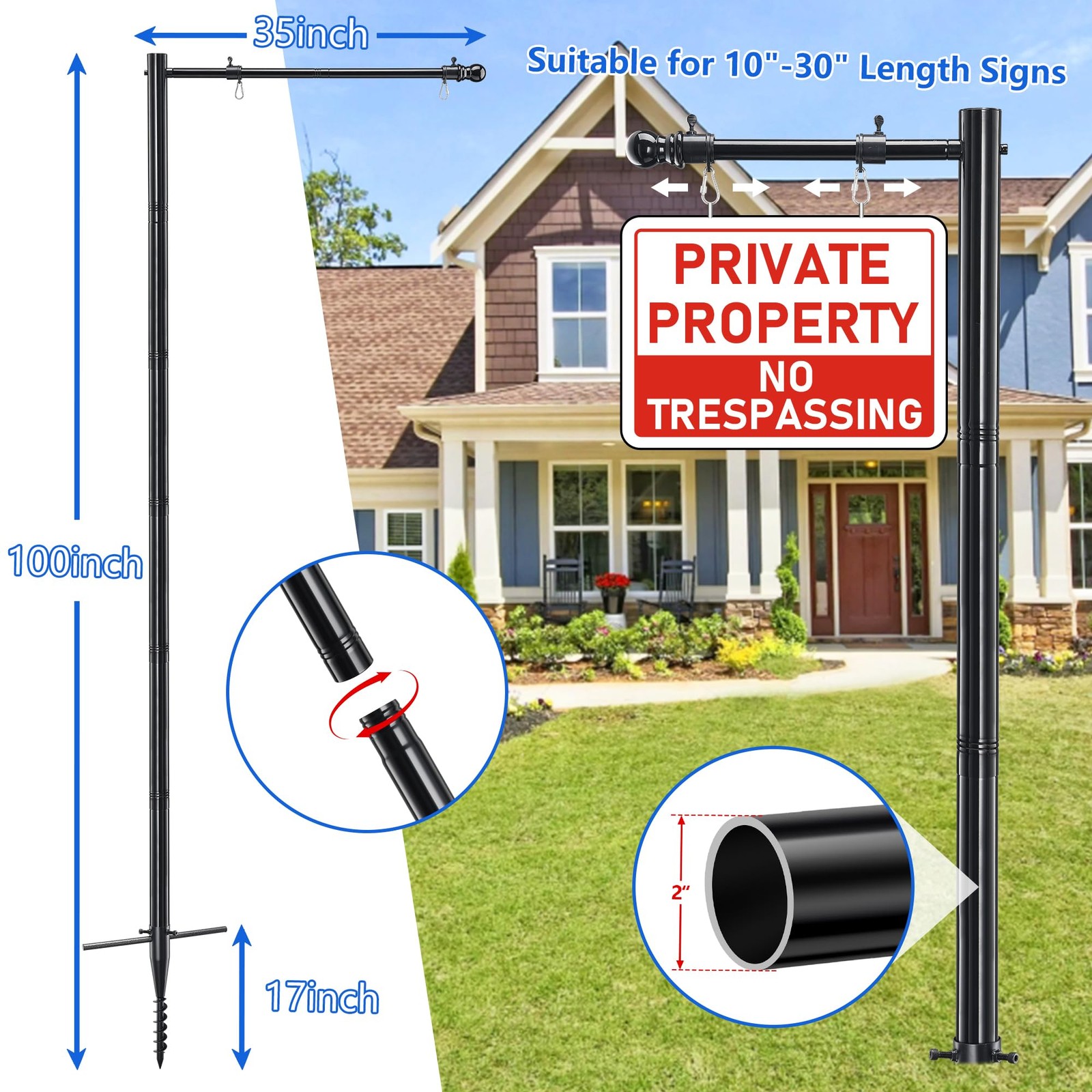 Real Estate Sign Post, Open House Signs for Real Estate, 100 inch Realtor Yar…