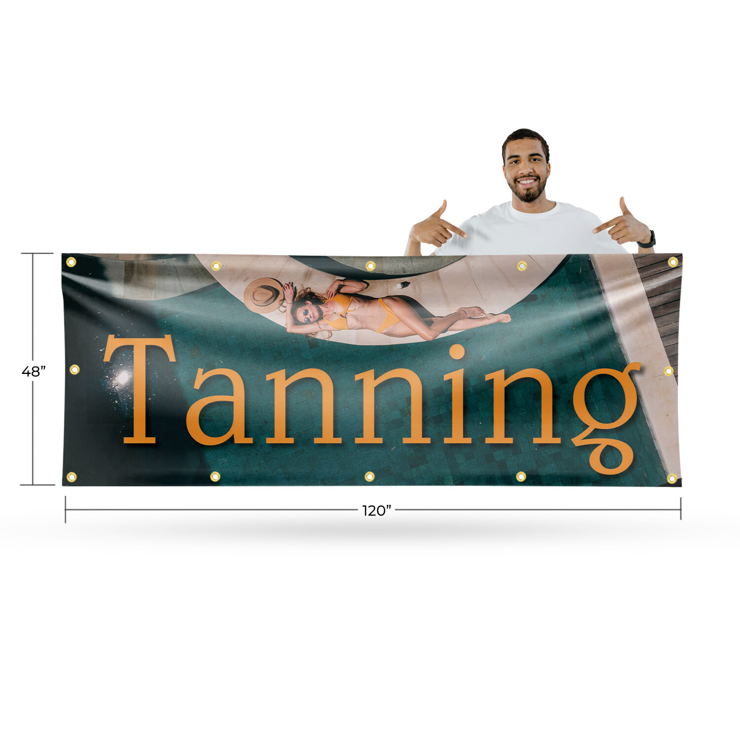 Tanning 13 oz Vinyl Banner Sign with Metal Grommets Heavy-Duty Single-Sided