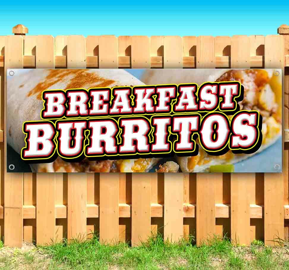 BREAKFAST BURRITOS Advertising Vinyl Banner Flag Sign Many Sizes FOOD