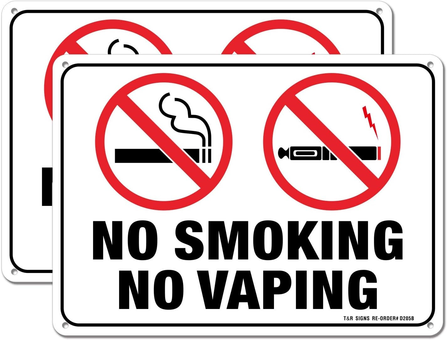 No Smoking No Vaping Sign – 2 Pack – 10 x 7 Inches Rust Free .040 Aluminum – UV