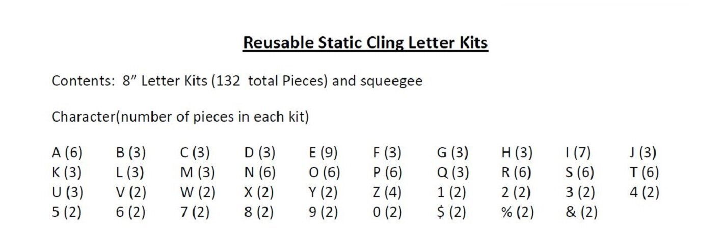 Static Cling 8″ Reusable Window Letters Sign Kit, Orange
