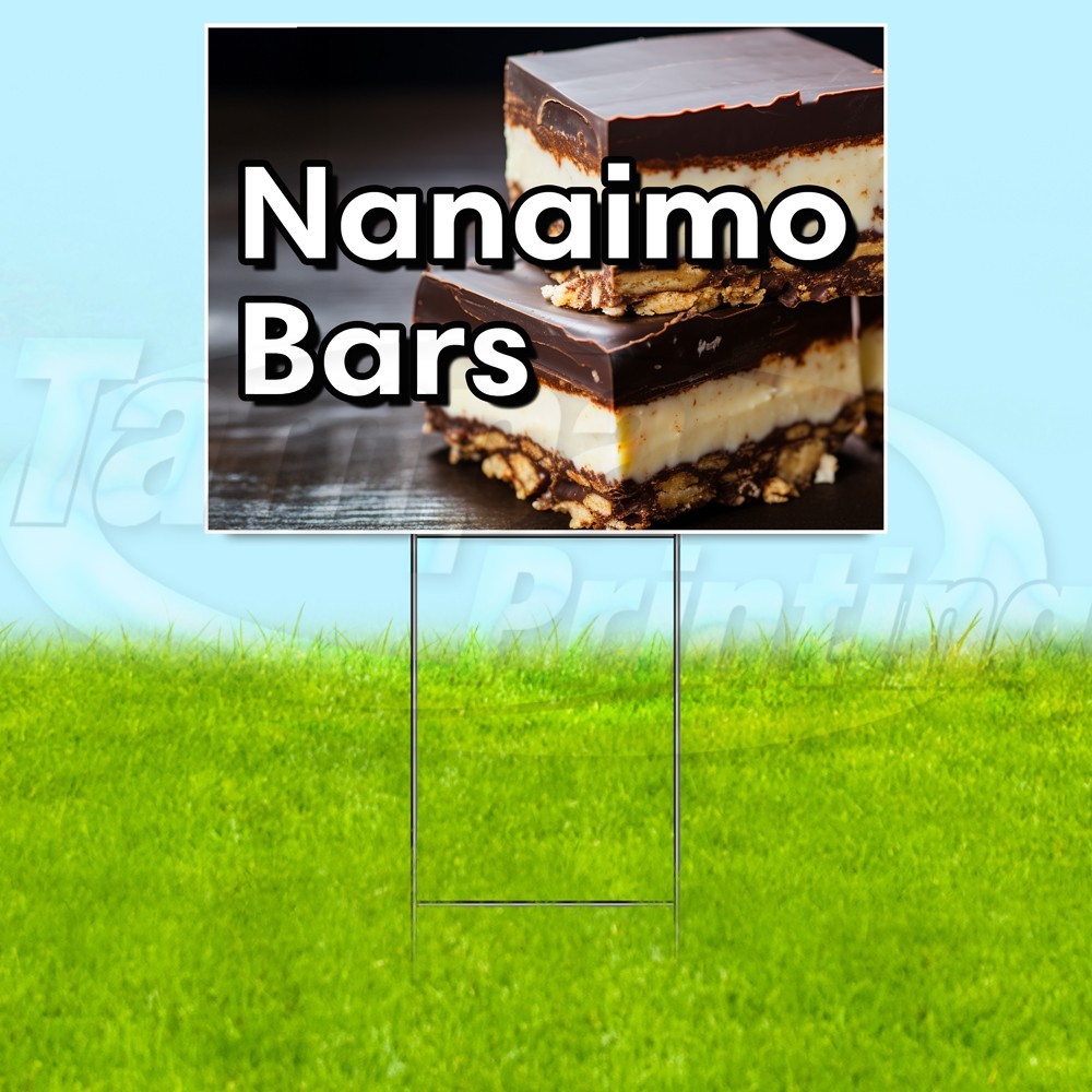 NANAIMO BARS 18×24 Yard Sign Dessert Plastic Corrugated WITH STAKE USA YS08102