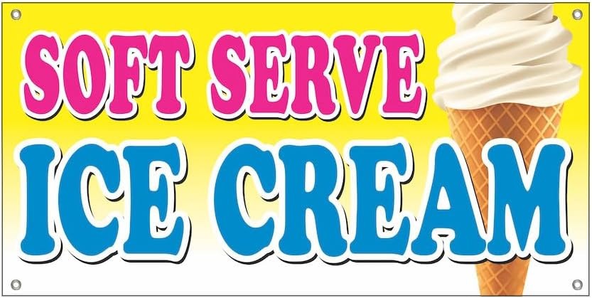 2×4 ft SOFT SERVE ICE CREAM Banner Polyester Fabric Sign W/ Grommets yb