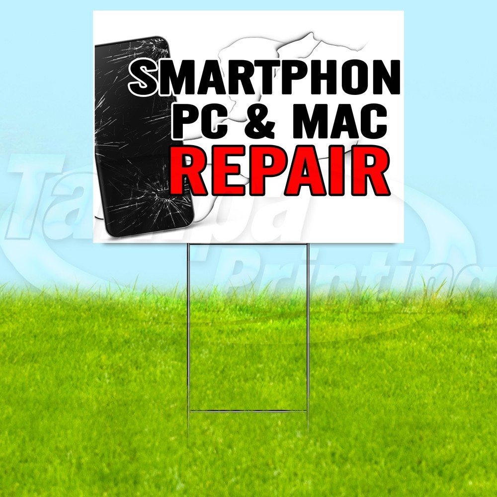 PHONE PC & MAC REPAIR 18×24 Yard Sign Plastic Corrugated WITH STAKE USA YS08067