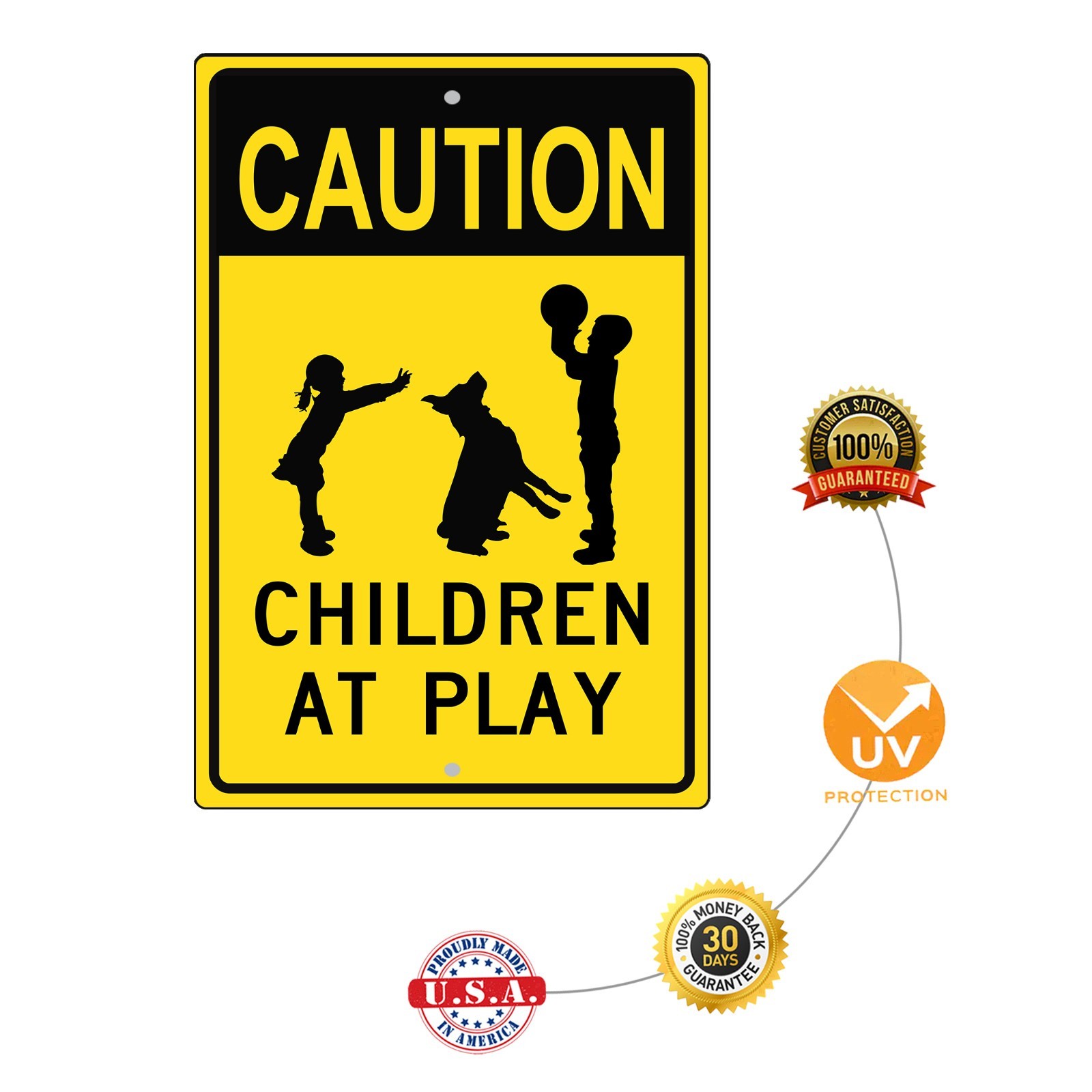 Caution Children at Play Speed Warning Safety Notice Novelty Aluminum Metal Sign