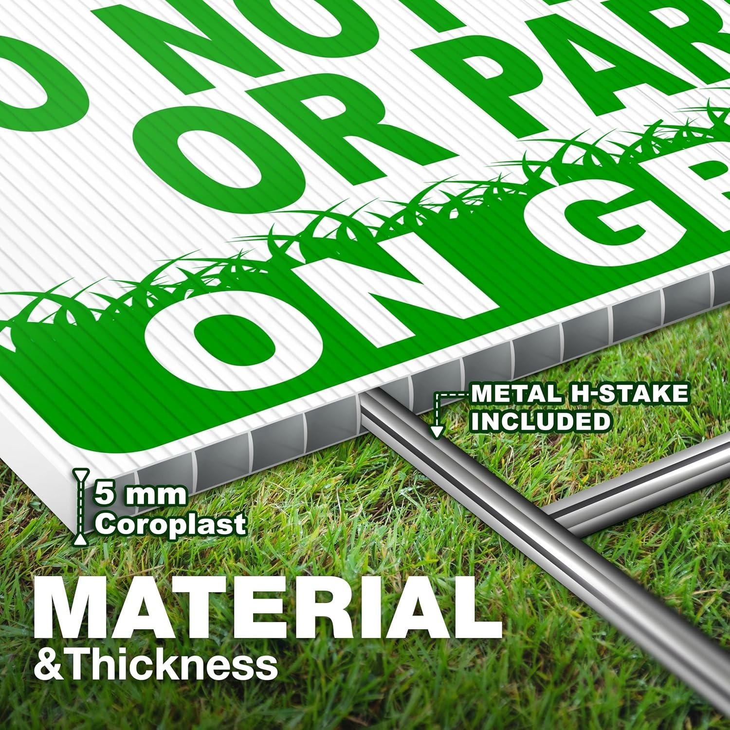 Yard Marker: Effective 2-Pack Keep Off Grass Do Not Drive Plastic W/ Stakes 12×8