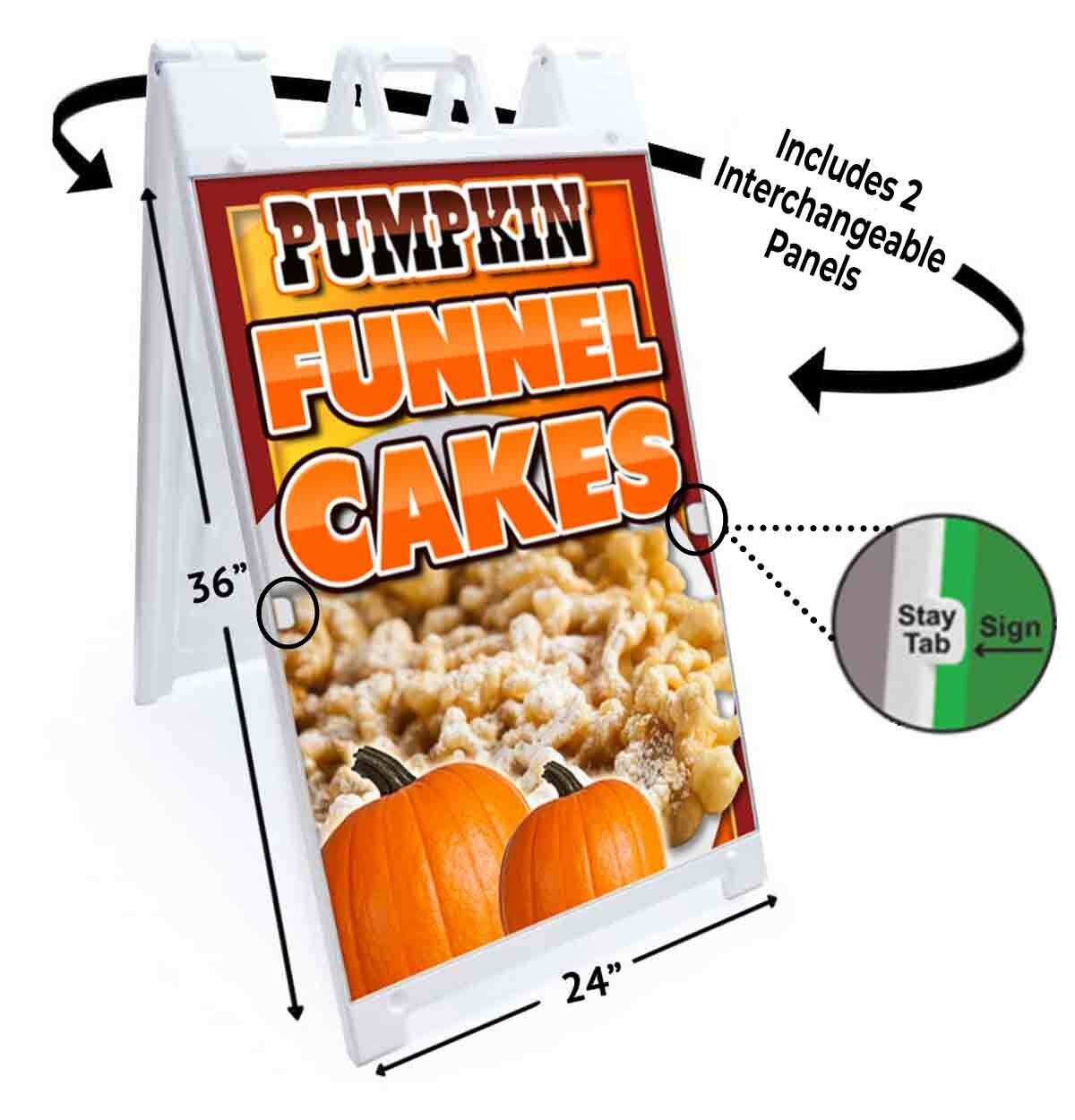 PUMPKIN FUNNEL CAKES Signicade 24×36 Aframe Sidewalk Sign Banner Decal FOOD