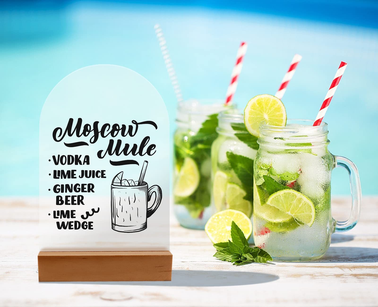 10 Pack Frosted Blank Arch Acrylic Sign With Wooden Stands Table 4×6 Inch