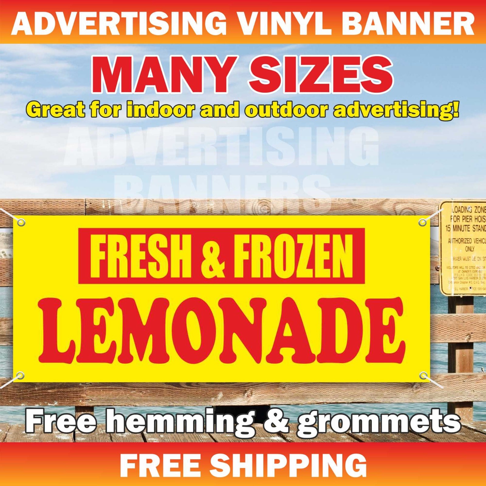 FRESH & FROZEN LEMONADE Advertising Banner Vinyl Mesh Sign Cold Ice Drink Bar