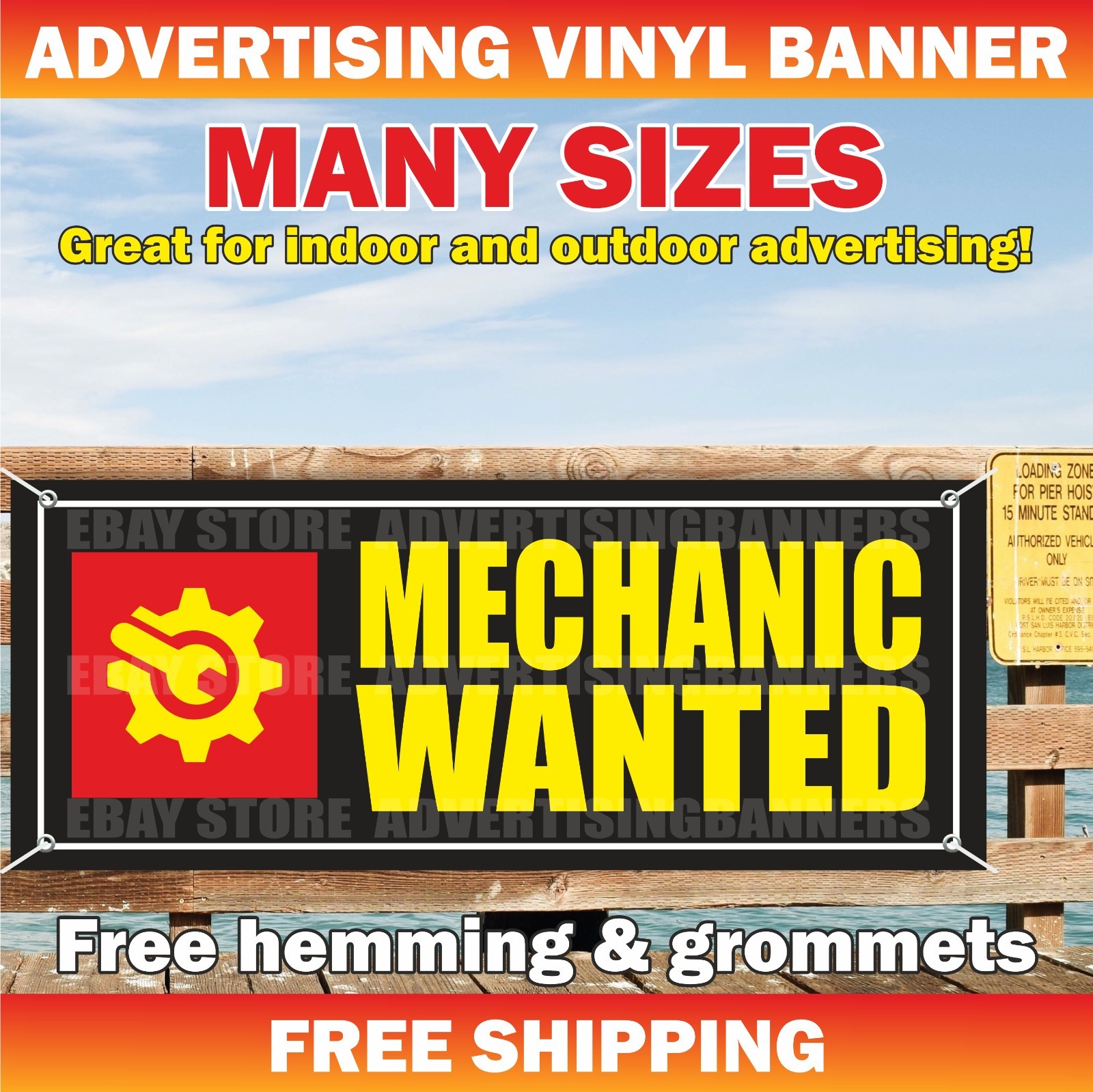 MECHANIC WANTED Advertising Banner Vinyl Sign Repair Service Hiring Now Jop