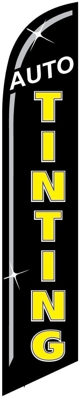 Auto Tinting Advertising Feather Banner Swooper Flag Sign with Flag Pole Kit…