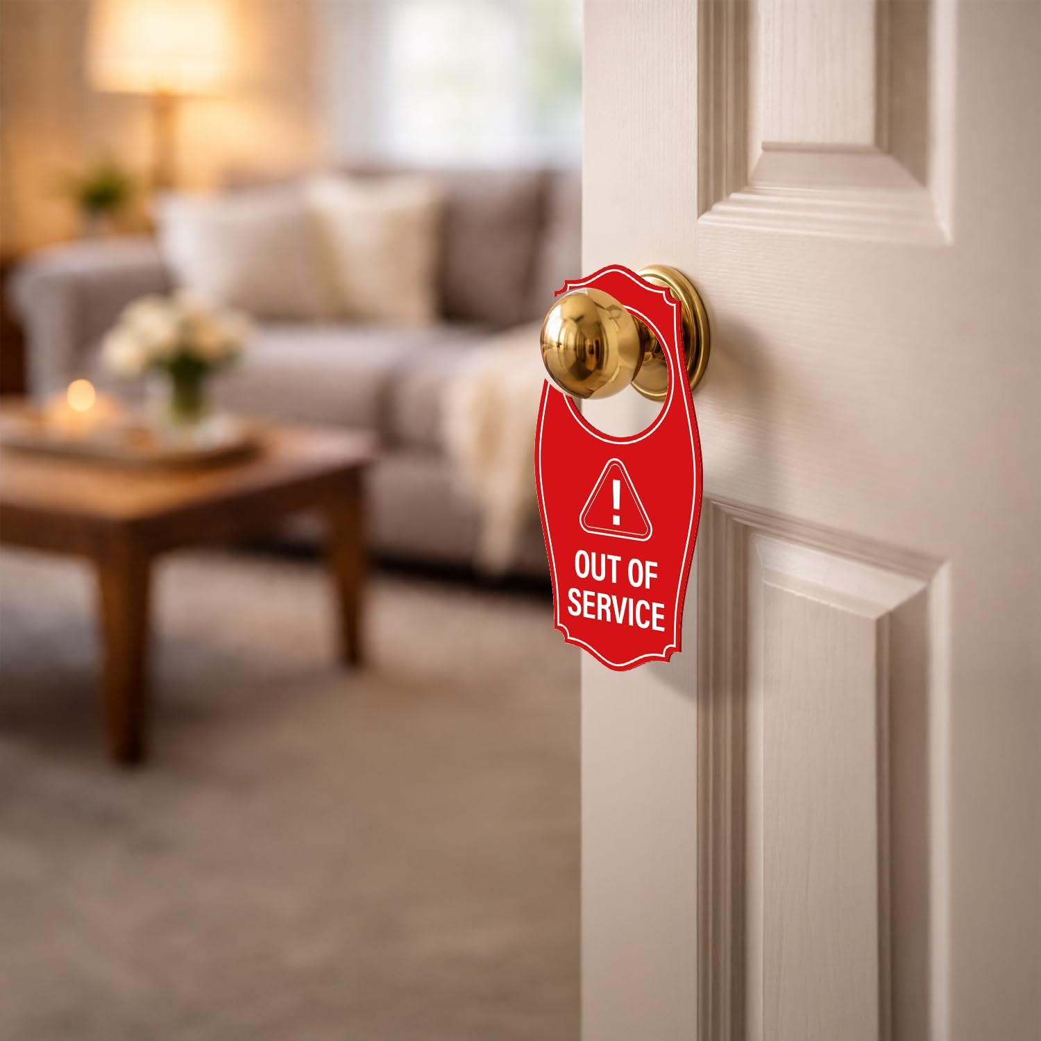 Out Of Service Door Hanger Sign Red Plastic Reversible Notification 4×8 In