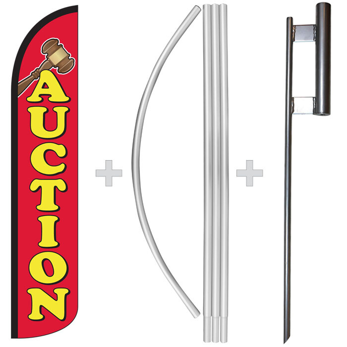 Auction 15′ Tall Windless Swooper Feather Banner Flag & Pole Kit