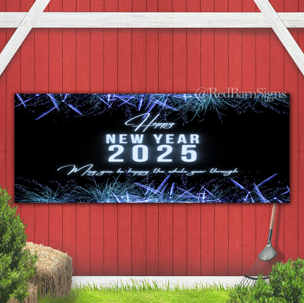 Happy New Year 021 indoor outdoor banner sign
