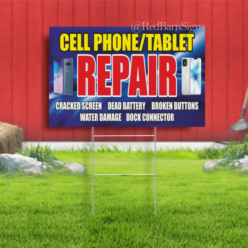 CELL PHONE REPAIR service laptop shop Indoor Outdoor Yard Sign with metal stakes