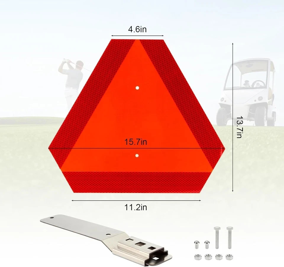 Slow Moving Vehicle Sign with Mounting Bracket Kit, Aluminum Triangle Sign for 1