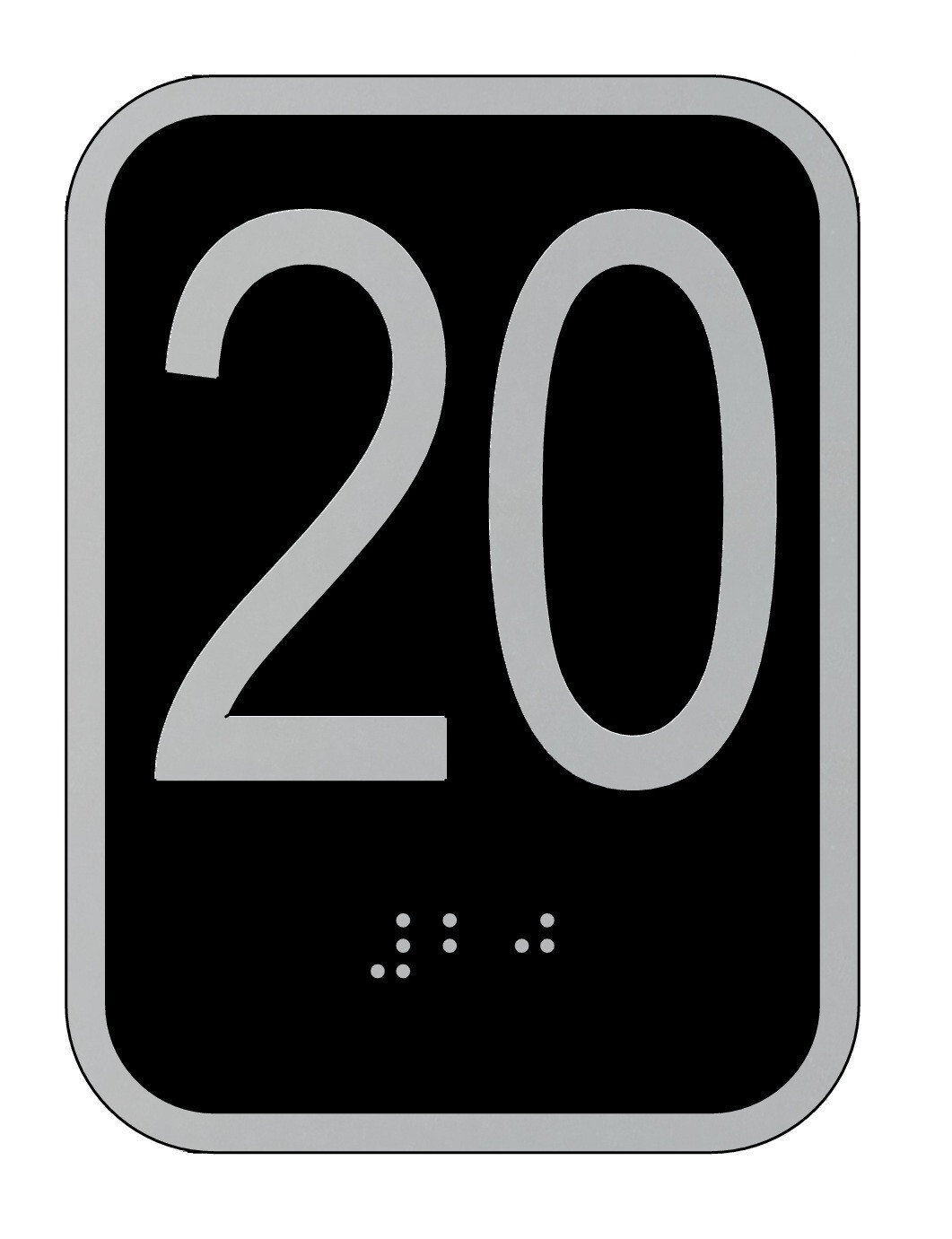 Elevator floor number 20 sign – Elevator Jamb Plate 20 (3×4, cast-REF24-1027
