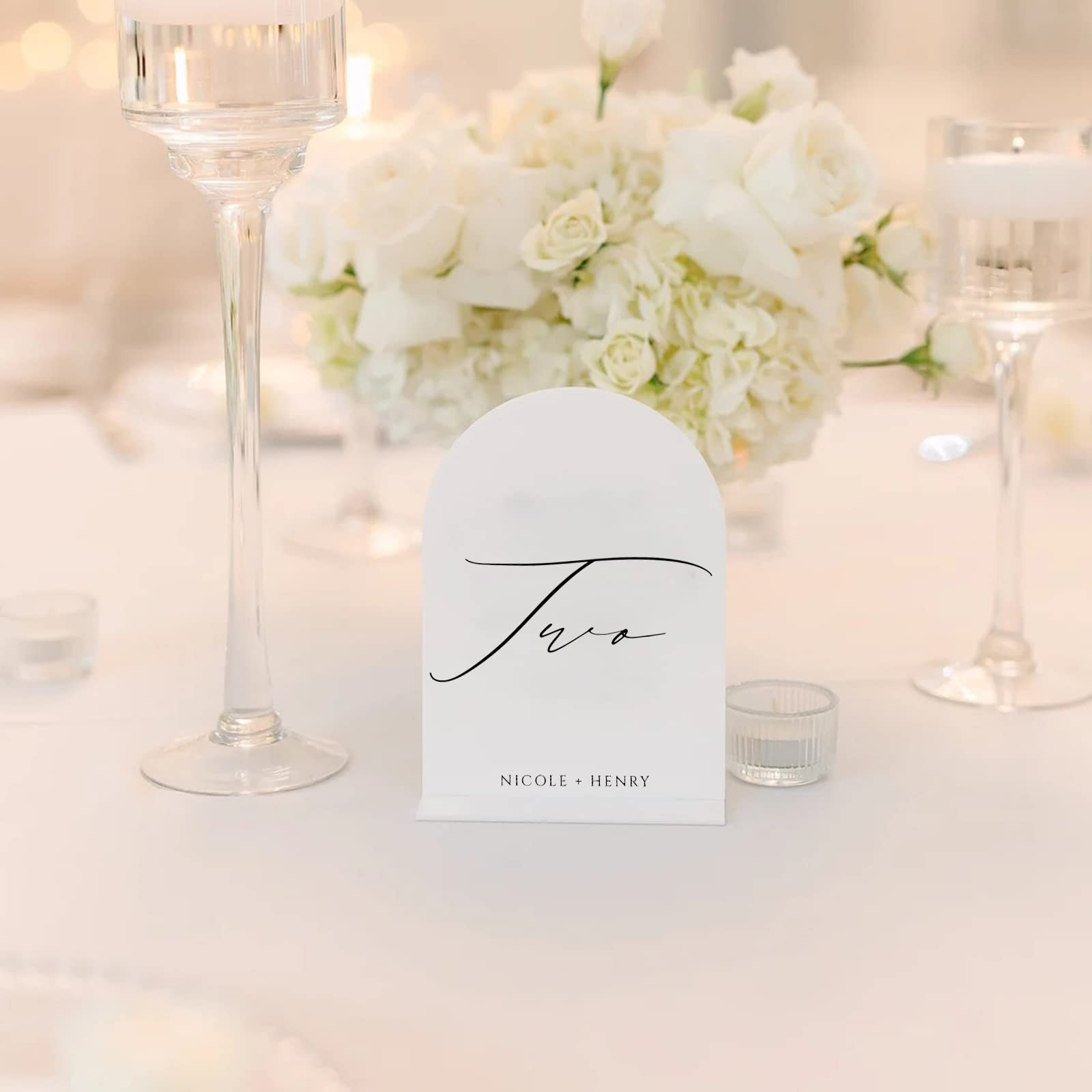 10 PCS White Arch Acrylic Blank Sign With Stand Event Table Number 5×7 Inch