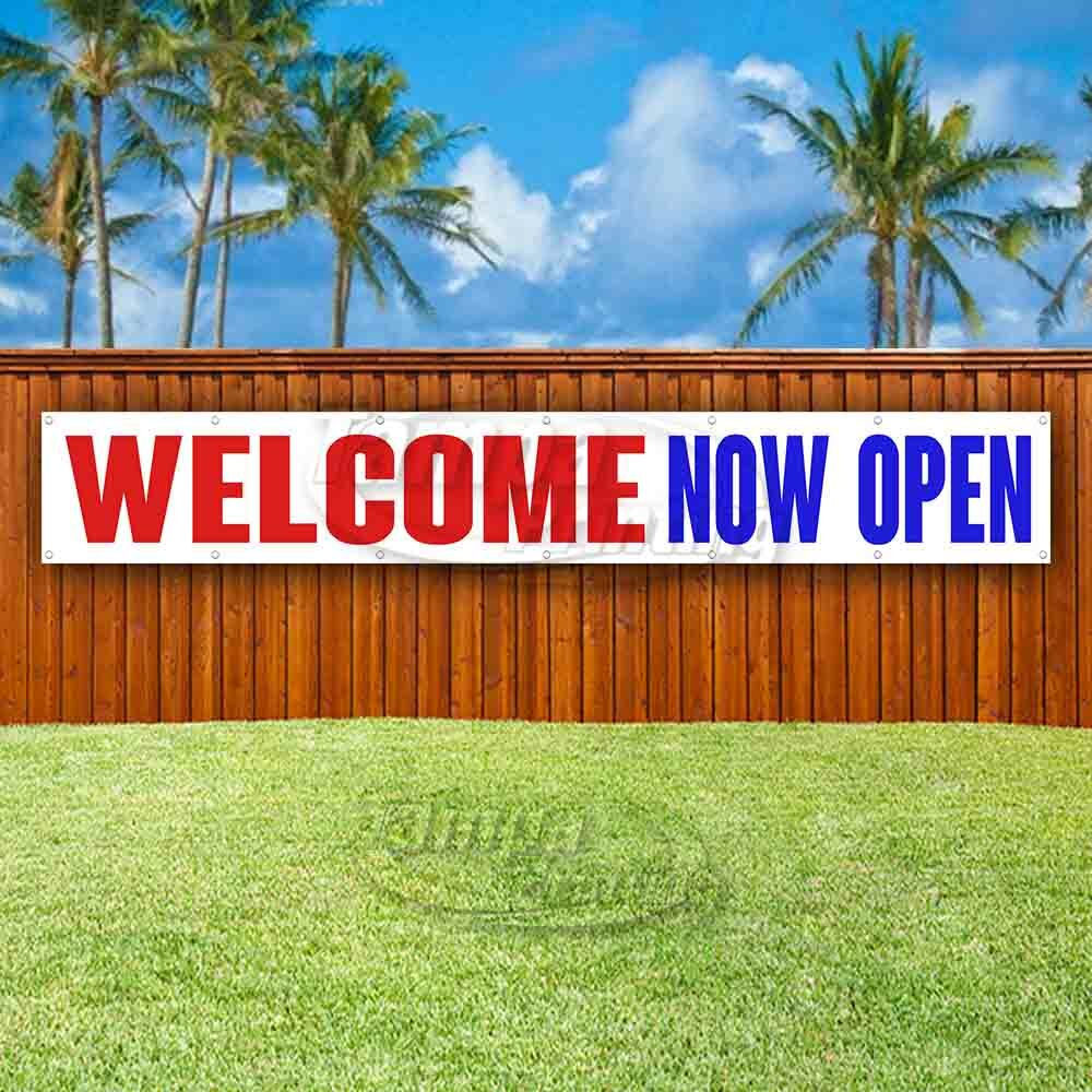 WELCOME NOW OPEN Advertising Vinyl Banner Flag Sign LARGE HUGE XXL SIZE