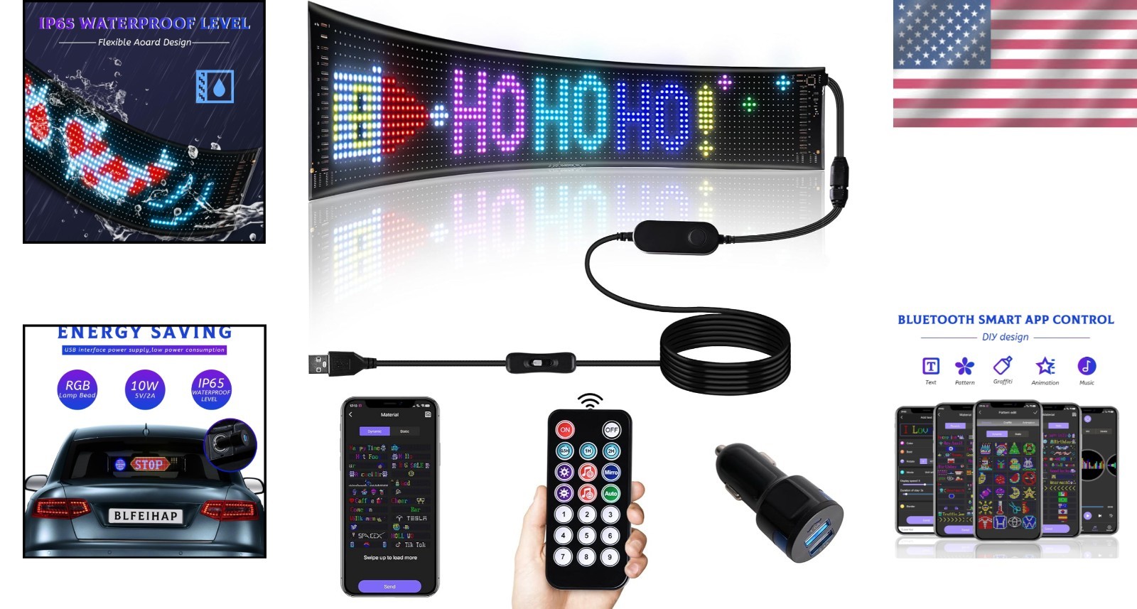 Programmable Bluetooth LED Car Window Sign – Customizable 23”x5” Display