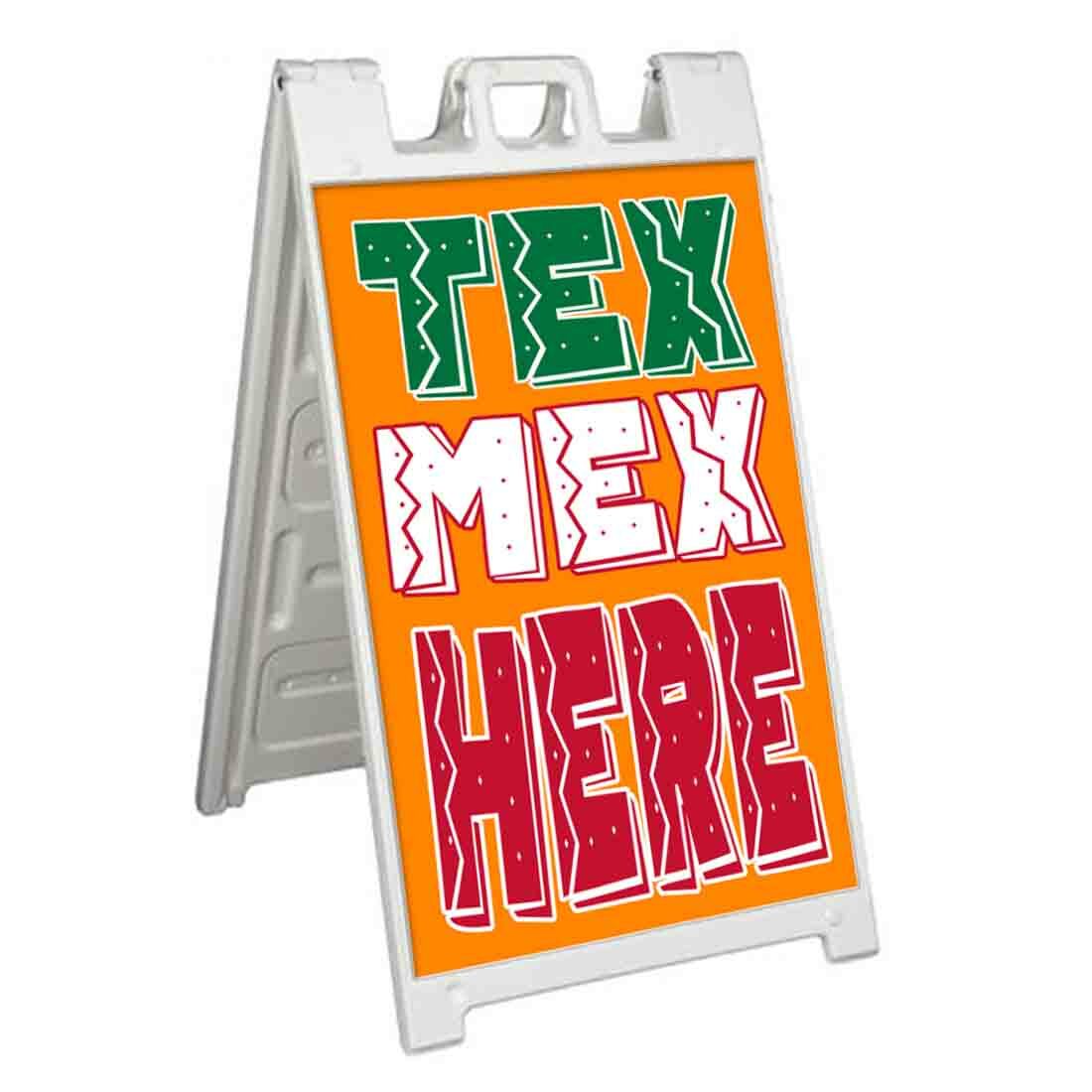TEX MEX HERE Signicade 24×36 Aframe Sidewalk Sign Banner Decal MEXICAN FOOD