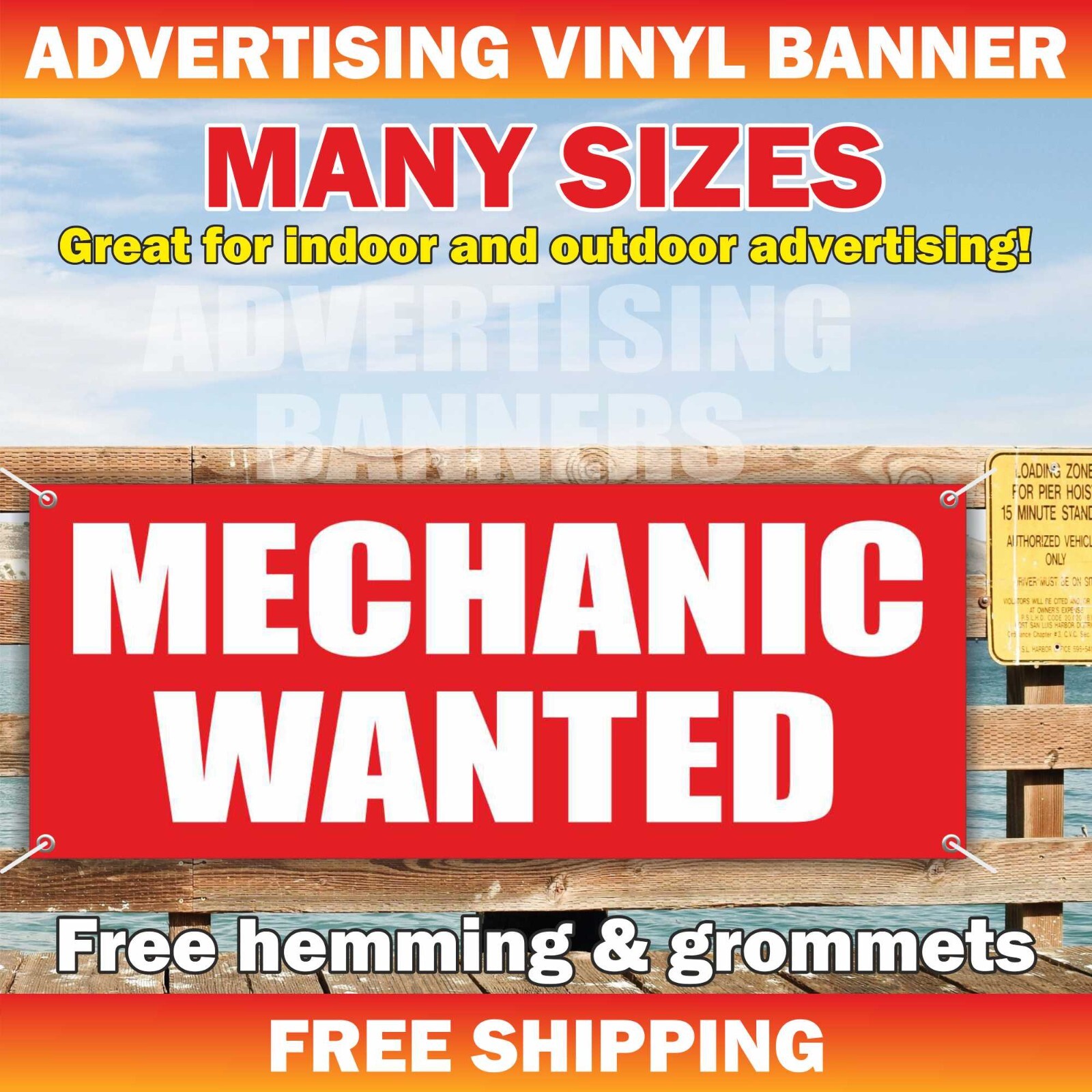 MECHANIC HELP WANTED Advertising Banner Vinyl Mesh Sign repair service hiring