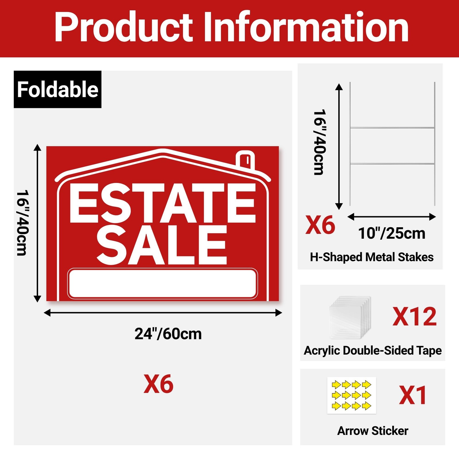 6 Pcs Estate Sale Signs with Stakes, Foldable Extra-Large Estate Sale Signs 2…