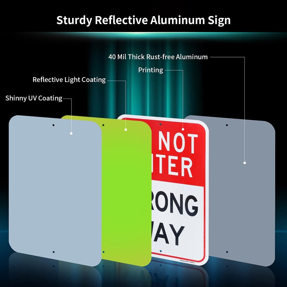 Do Not Enter Sign, 18 x 12, Wrong Way, .040 Aluminum, Reflective, UV, Weather