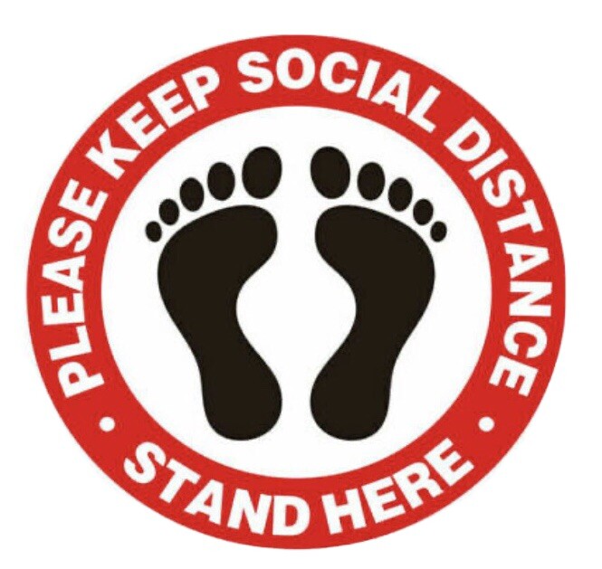 Social Distance Floor Sticker. 12-Pack Anti-Slip, Waterproof. Red White & Black