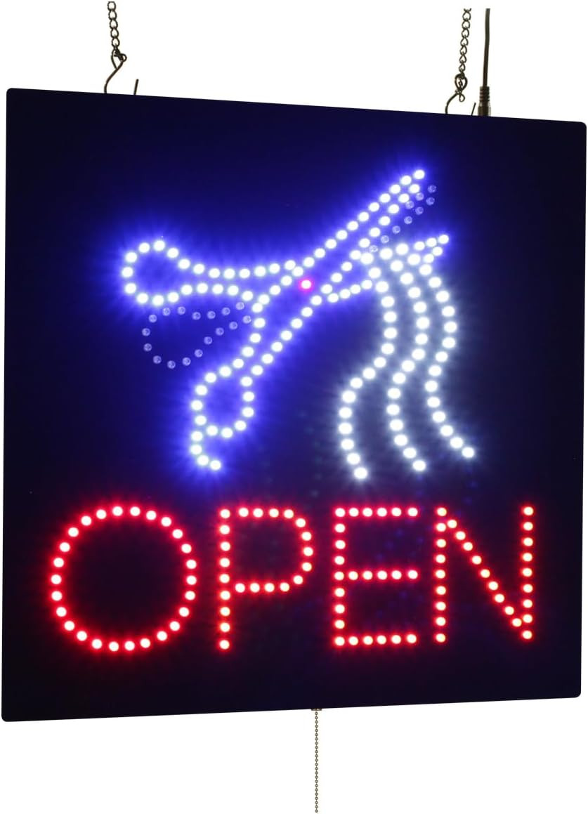 LED Open Scissors Sign – 16″x16″ Neon Display for Grand Openings & Events