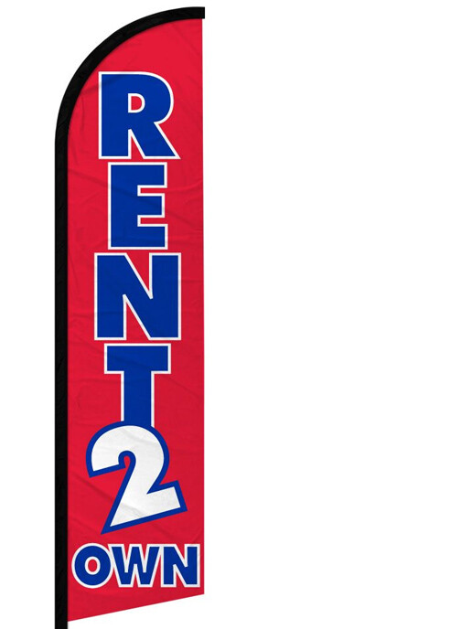 RENT 2 OWN – Windless Swooper Feather Flag 2.5×11.5 ft Tall Banner Sign rf