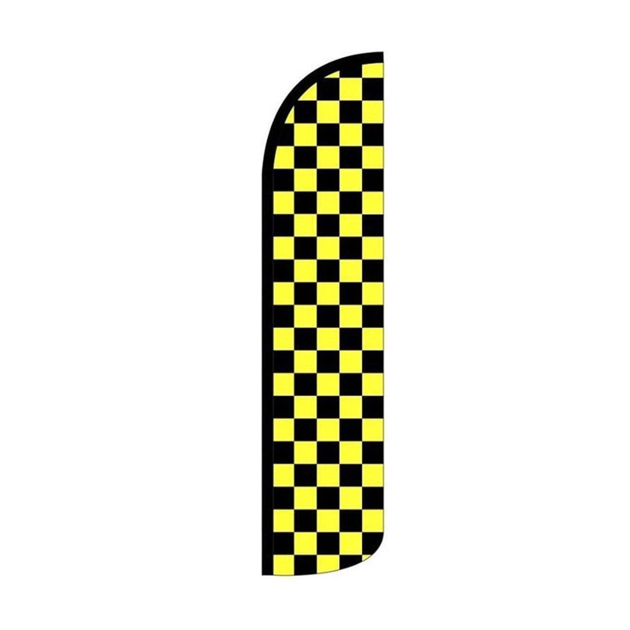 Yellow & Black Checkered Swooper Flutter Feather Flag | 3ft W x 11.5ft Tall