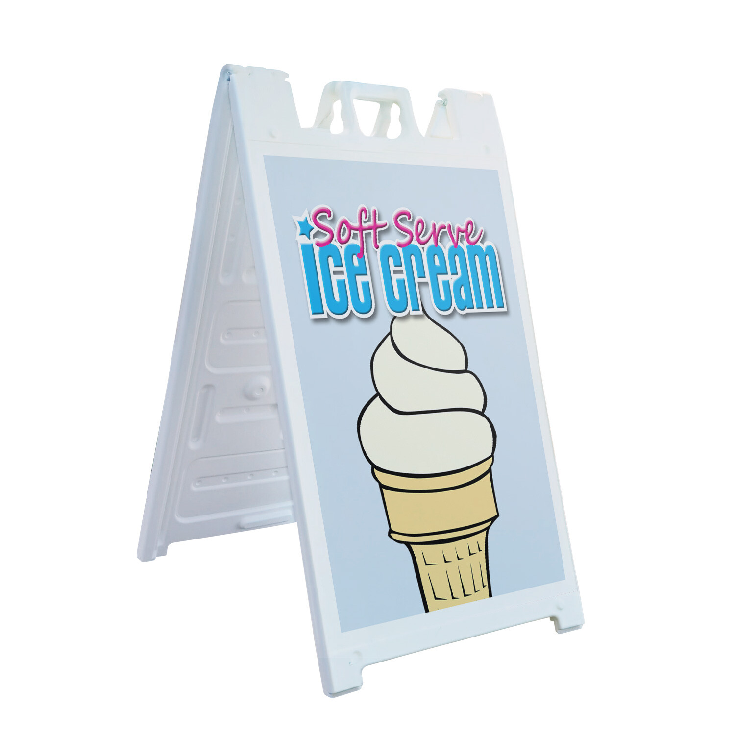 A-frame Sidewalk Soft Serve Vanilla Ice Cream 24″ x 36″ Double Sided A-Frame Sid