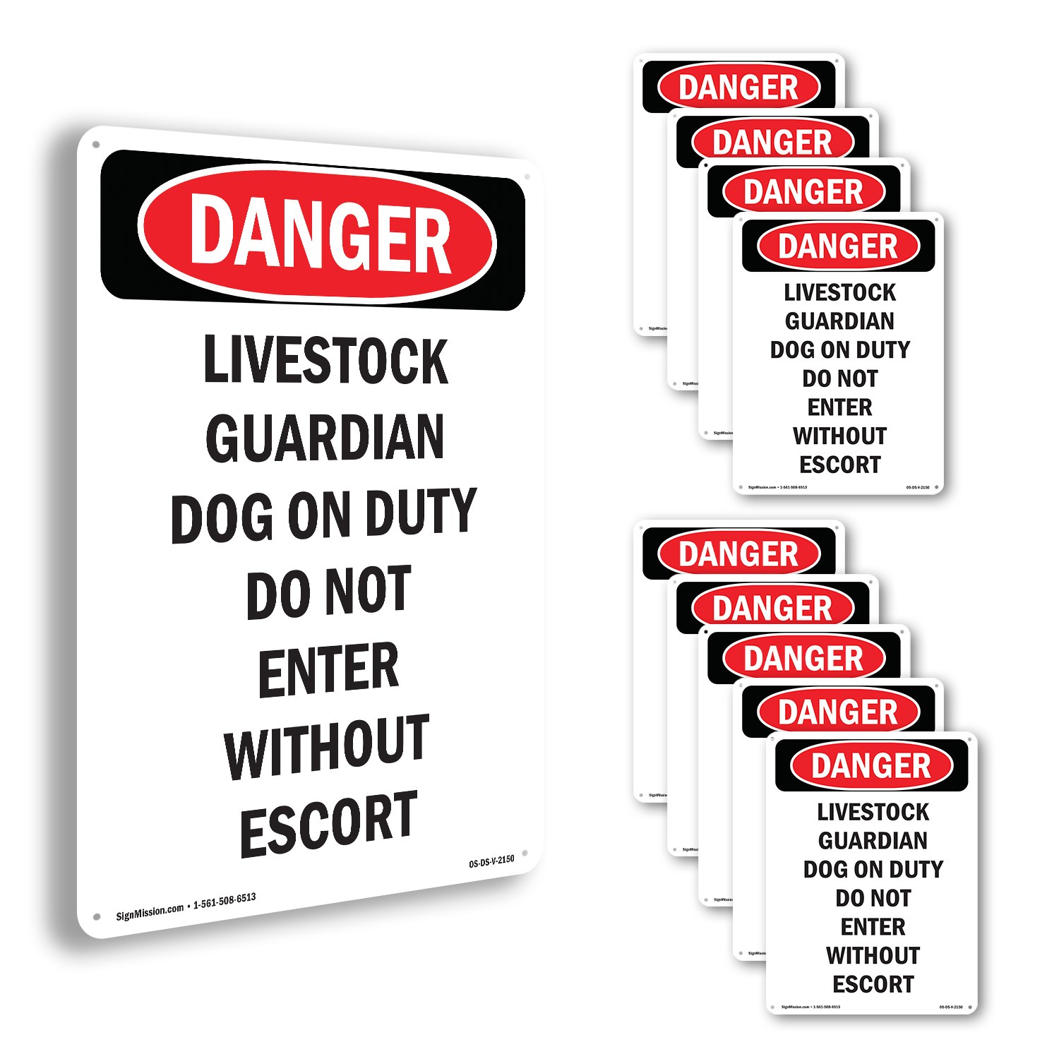 Livestock Guardian Dog On Duty OSHA Danger Sign Metal,, Decal 5 or 10 Pack