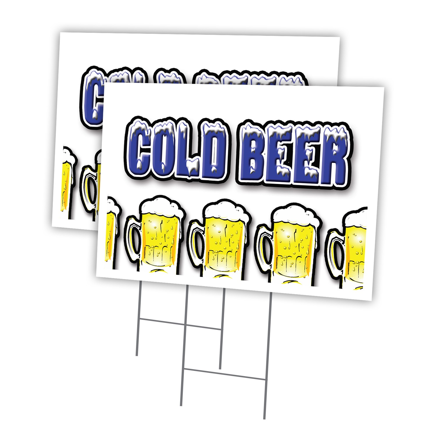Cold Beer Multi-Pack of Yard Signs & Stake outdoor plastic coroplast window