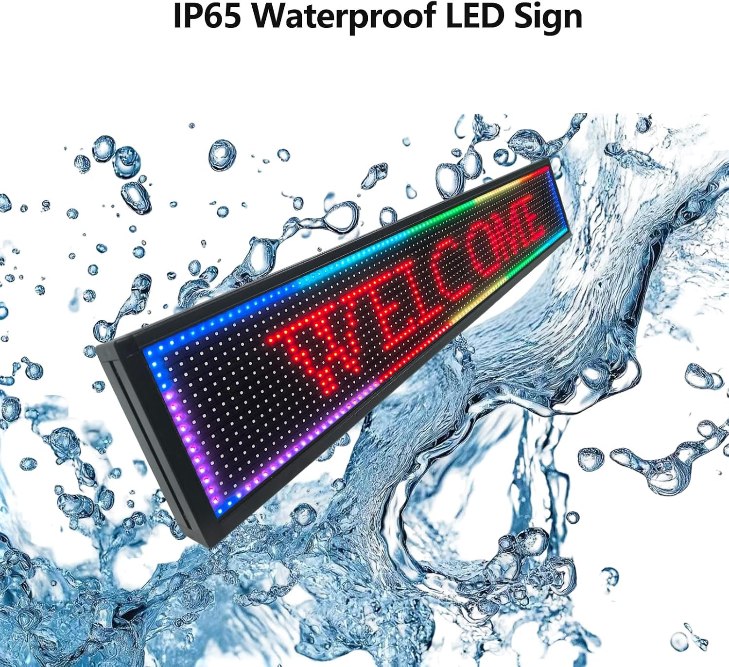 Wifi Programmable LED Sign 40″ X 8″, Outdoor P10 Store Sign | IP65 Waterproof, 4