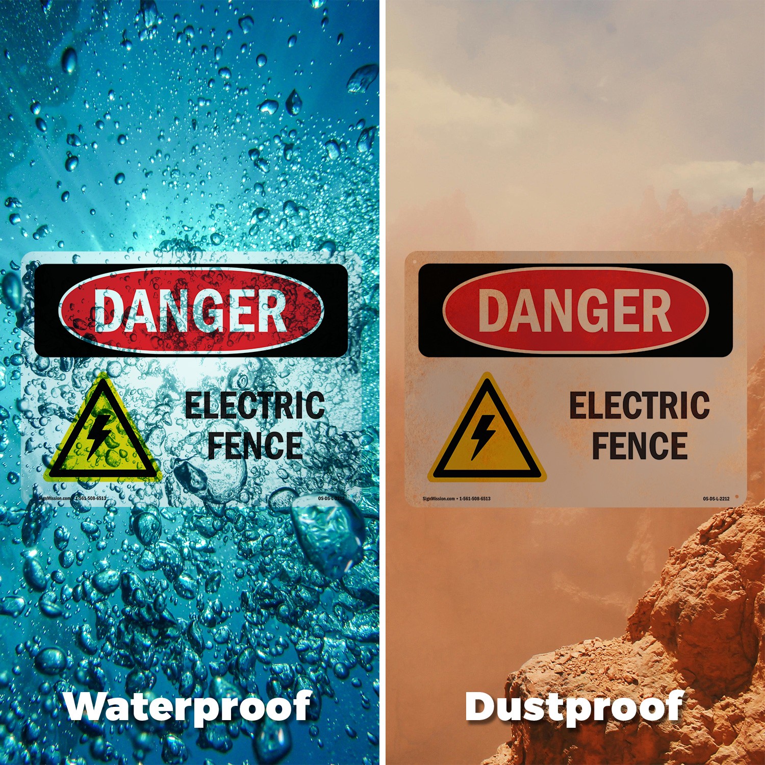 Electric Fence OSHA Danger Sign Metal, Plastic, Or Decal – 5 or 10 Pack