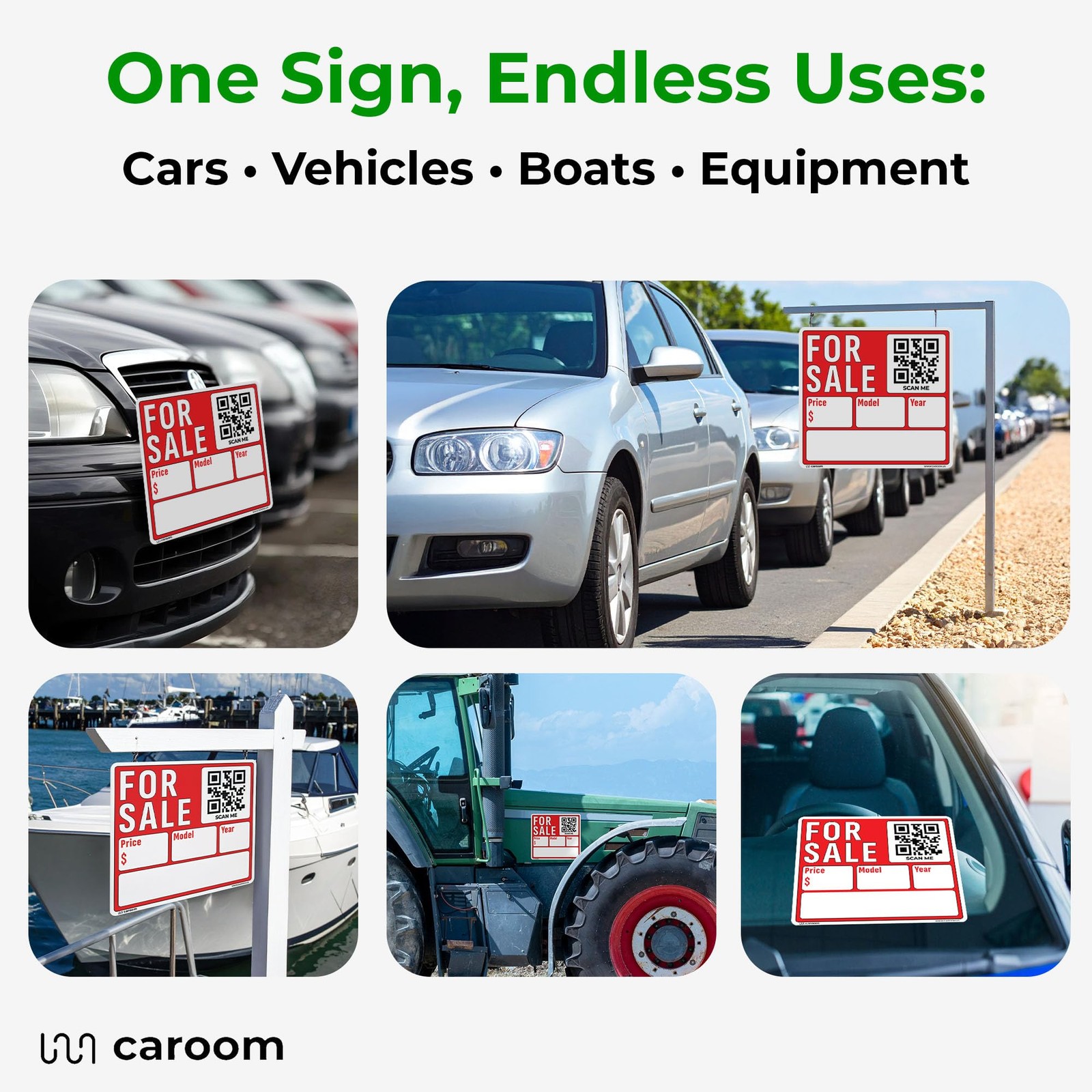 For Sale Sign Car (3-Pack) – 12 x 11 Inch QR Code Signs for Vehicles, Trucks,…